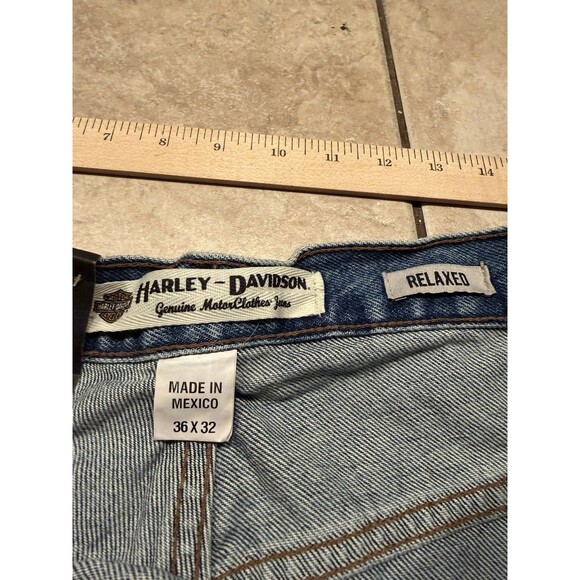 Harley Davidson Jeans Mens 36x32 Blue Straight Leg Relaxed Fit Biker Motorcycle - Picture 3 of 11